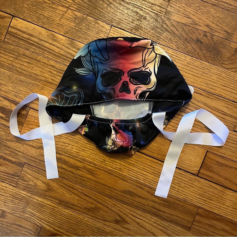 Skull and Floral Scrub Caps - Picture 2 of 4